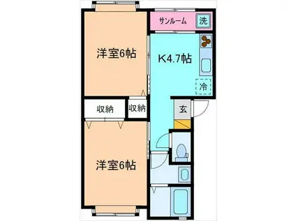 リーヴァ(2K/1階)の間取り写真