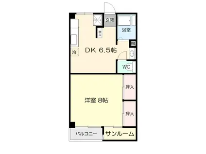 K.レジデンス(1DK/2階)の間取り写真