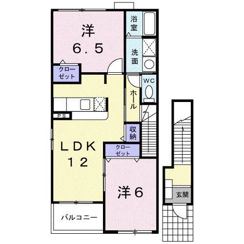 グラースアンジュII(2LDK/2階)の間取り写真