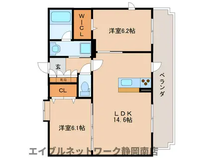 シャトー オ 花音(2LDK/2階)の間取り写真