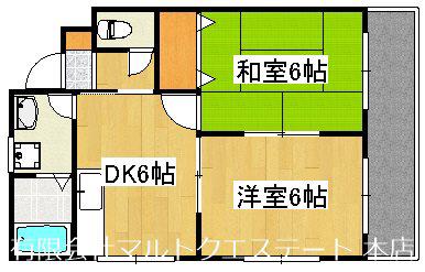 マザーアースツル(2DK/1階)の間取り写真