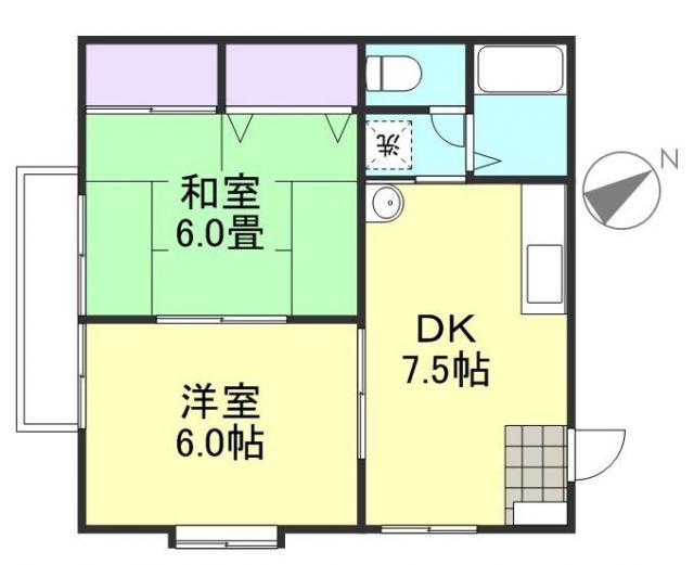 コーポマムB棟(2DK/2階)の間取り写真