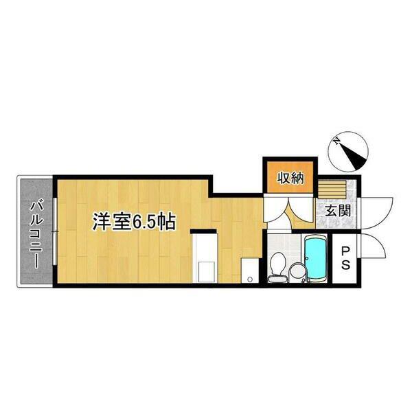 モンテメール学園前(ワンルーム/2階)の間取り写真