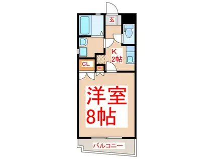 WING壱番館(1K/2階)の間取り写真