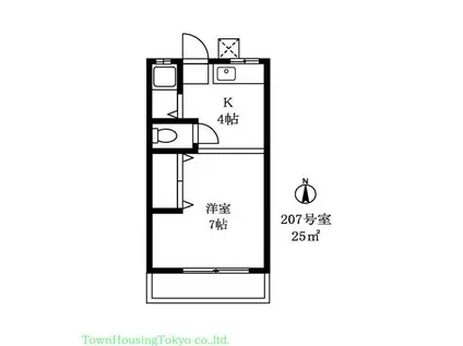 トミタハイツ(1K/2階)の間取り写真