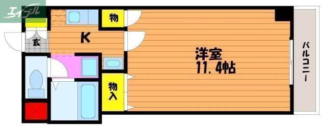 オーキッドプラザ(1K/2階)の間取り写真
