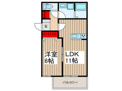 JEWELS(1LDK/2階)の間取り写真