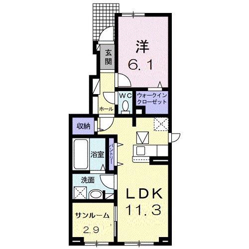 ヴィオラII(1LDK/1階)の間取り写真