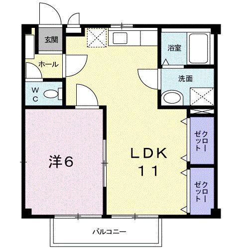 ラフォーレ大陽II(1LDK/1階)の間取り写真