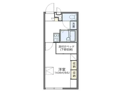 ヴィルヌーブ(1K/1階)の間取り写真