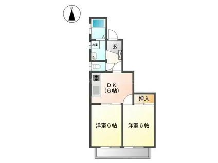 カーサ匠(2DK/1階)の間取り写真