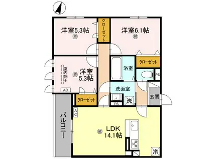 LA MAISON 高羽町(3LDK/2階)の間取り写真