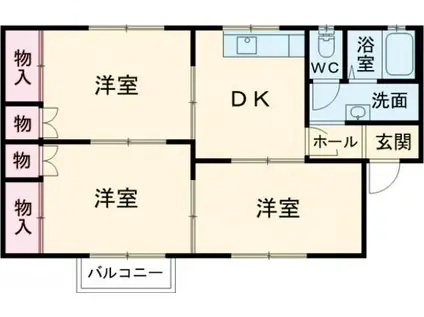 プラハイツA棟(3DK/2階)の間取り写真
