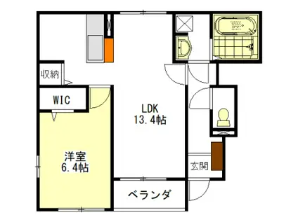 アン・リヴィール(1LDK/1階)の間取り写真