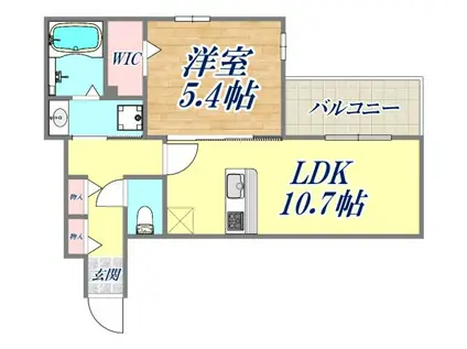 バレンティア(1LDK/3階)の間取り写真