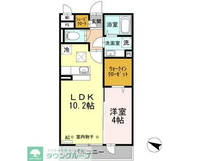 D-ROOM高尾(1LDK/2階)の間取り写真