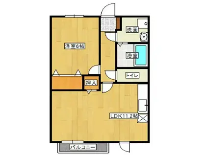 グラスグリーン菊陽(1LDK/2階)の間取り写真
