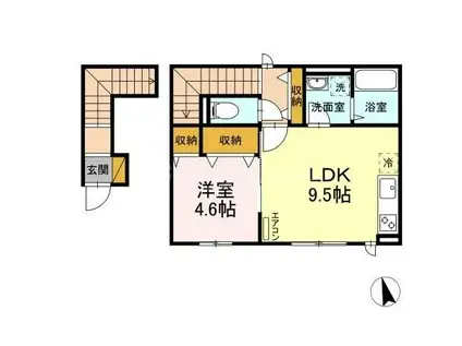 リーセント・メゾンS(1LDK/2階)の間取り写真