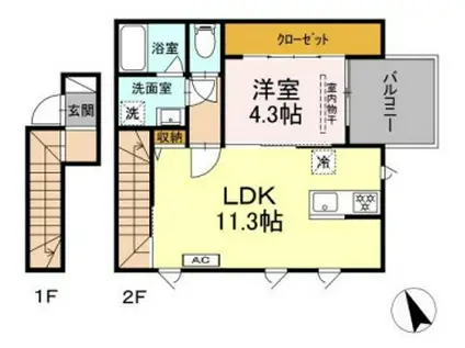 ブルームマーレ(1LDK/2階)の間取り写真