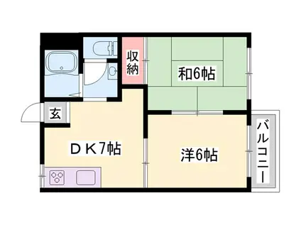 アクトハイツII(2DK/1階)の間取り写真
