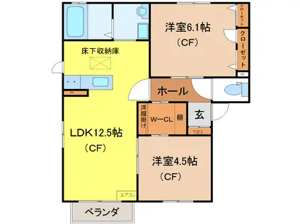 藤栄三番館(2LDK/1階)の間取り写真