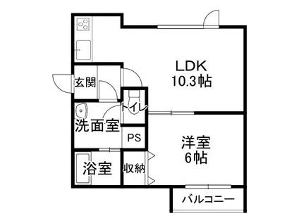 クローバーハイツII(1LDK/2階)の間取り写真