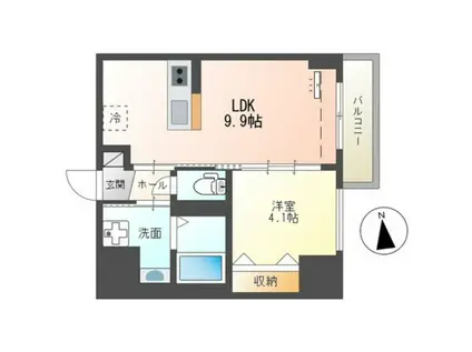 中央地所西条駅前ビル(1LDK/10階)の間取り写真