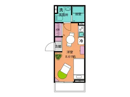 CRESCENTE(ワンルーム/1階)の間取り写真