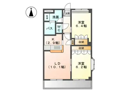 アリスハウス(2LDK/2階)の間取り写真