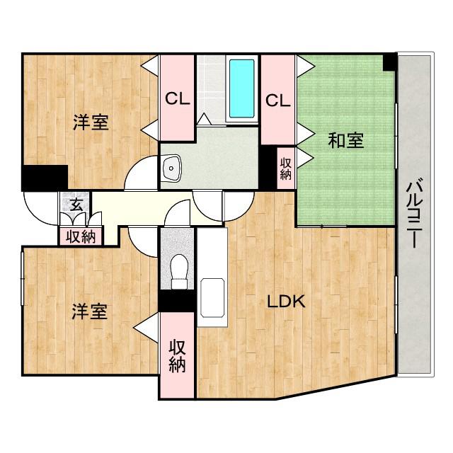 ロイヤルパレス春日(3LDK/3階)の間取り写真