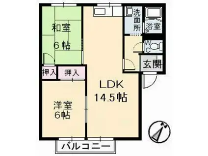 フレグランス天応 C棟(2LDK/2階)の間取り写真