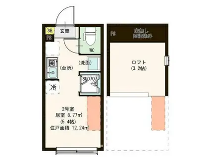 リアント大山(ワンルーム/2階)の間取り写真