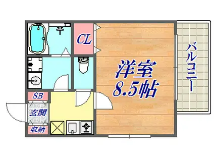 クレール上祇園(1K/2階)の間取り写真