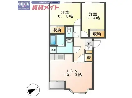 ヒルズ青山(2LDK/2階)の間取り写真