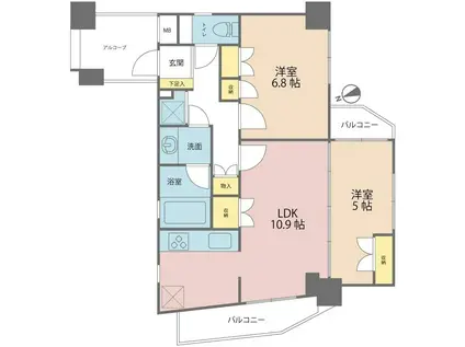 アートコート早稲田戸山公園(2SLDK/4階)の間取り写真