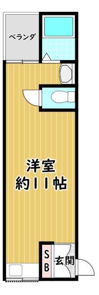清水ハイツ(ワンルーム/1階)の間取り写真
