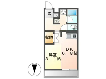 AXIA八熊(1DK/5階)の間取り写真