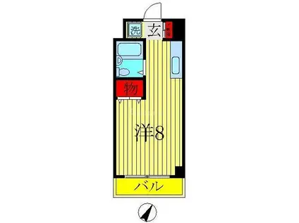 エステートピア・ルリ(ワンルーム/1階)の間取り写真