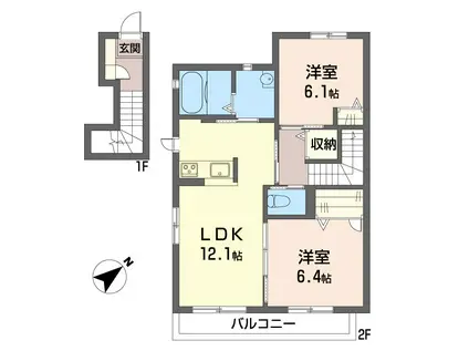ソレアード(2LDK/2階)の間取り写真
