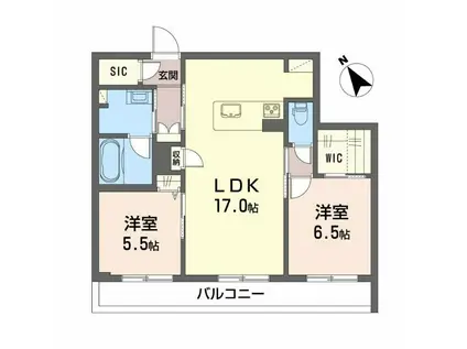 SHAMAISON グランフィリア(2LDK/2階)の間取り写真