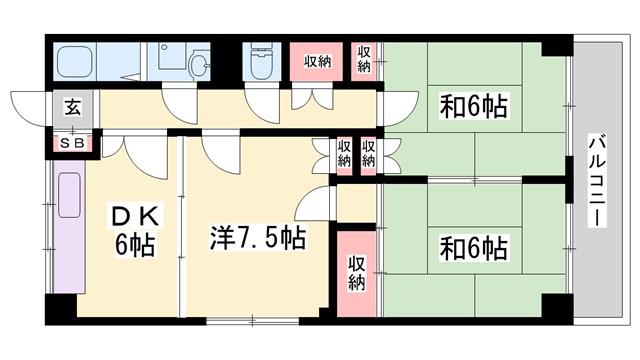 コンフォート ヴィアーレ(3DK/2階)の間取り写真