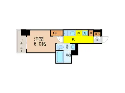 エステムコート名古屋千種グレイス(1K/15階)の間取り写真