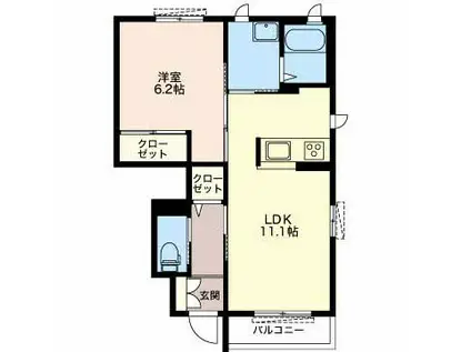 メゾン・クレール城北(1LDK/1階)の間取り写真