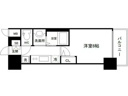 エステムコート大阪ウエスト(1K/9階)の間取り写真