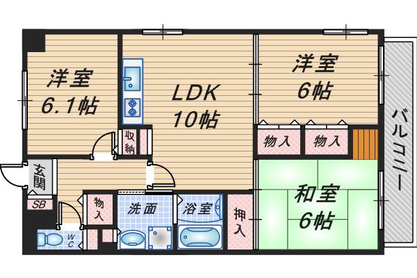 ドミールコート(3LDK/1階)の間取り写真