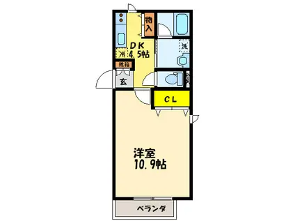ヴィラ庚午(1DK/1階)の間取り写真