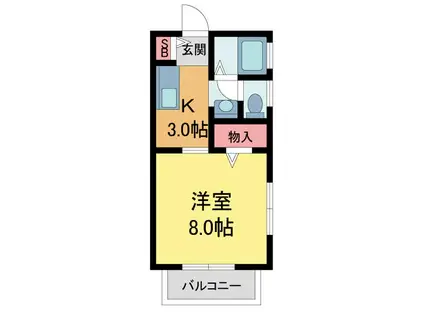 青木町YUMING FLAT(1K/1階)の間取り写真
