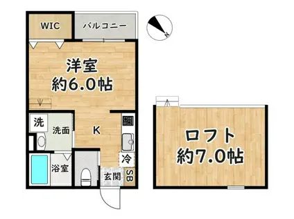 フォンテーヌ尼崎(1K/2階)の間取り写真