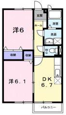 サンシャイン22A(2DK/2階)の間取り写真