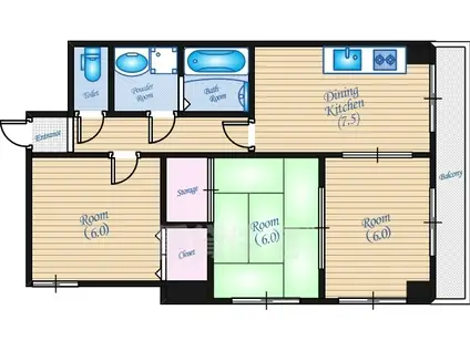 クオーレ羽衣(3DK/3階)の間取り写真